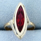 Vintage 4ct Synthetic Ruby Ring In 18k Rose And White Gold