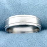 Wedding Band Ring With Beaded Edge In Platinum