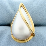 Large Mabe Pearl Statement Ring In 18k Yellow Gold