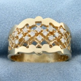 Unique Over 1/4ct Tw Diamond Designer Ring In 14k Yellow Gold