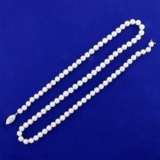 21 Inch 5.6mm Cultured Akoya Pearl Necklace With 14k White Gold Clasp