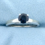 Natural Sapphire And Diamond Ring In 14k White Gold