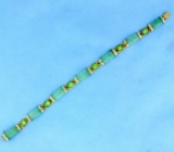 Jade And Peridot Bracelet In 14k Yellow Gold