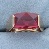 Unique Vintage Lab Ruby Ring In 14k Rose Gold