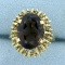 6ct Smoky Topaz Statement Ring In 14k Yellow Gold