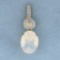 11ct Tw Milky White Quartz And White Sapphire Pendant In 14k Yellow Gold