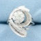 Feather Design Diamond Solitaire Ring In 14k White Gold