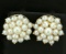 Vintage Akoya Cultured Pearl Cluster Earrings In 14k Gold