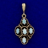 Vintage Opal Pendant In 14k Yellow Gold