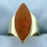 Large Statement Amber Ring In 14k Yellow Gold