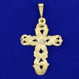 Diamond Cut Cross Pendant In 18k Yellow Gold