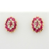 1ct Tw Ruby And Diamond Earrings In 14k Yellow Gold