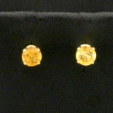 Citrine Stud Earrings In 10k Yellow Gold