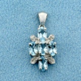 Over 1ct Tw Aquamarine And Diamond Pendant In 10k White Gold