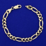 Italian-made Men's 8 1/2 Inch Figaro Bracelet In 14k Yellow Gold