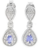 Pear Cut Tanzanite Dangle Earrings In Sterling Silver