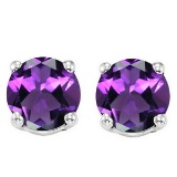 6mm Amethyst Stud Earrings In Sterling Silver