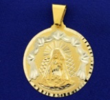 Large Mother Virgin Mary Pendant In 14k Yellow And White Gold