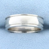 Wide Heavy Men's Wedding Band Ring In 14k White Gold