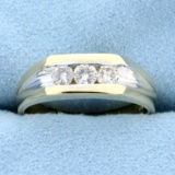 1/2ct Tw Three-stone Diamond Ring In 14k Yellow And White Gold