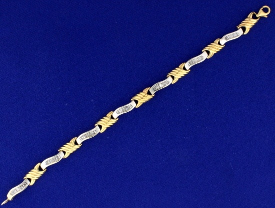 14k Yellow And White Gold Diamond Bracelet