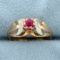 Antique 1/4ct Pink Sapphire Ring In 14k Rose And White Gold