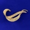 Large Feather Design Pin In 14k Yellow Gold