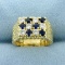 1ct Tw Vintage Henry Dankner Designer Sapphire And Diamond Ring In 18k Yellow Gold