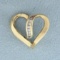 Diamond Heart Pendant Or Slide In 10k Yellow Gold