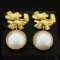 Designer Dangle Mabe Pearl Dangle Earrings In 18k Yellow Gold