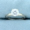 1ct Cz Solitaire Engagement Ring In 14k White Gold