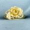 Diamond Cut 3d Rose Design Ring In 14k Yellow Gold