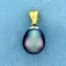 Tahitian Pearl Drop Pendant In 14k Yellow And White Gold