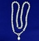 Cultured Akoya Pearl And Diamond Necklace In 14k White Gold