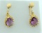 Vintage Screw Back 4ct Tw Amethyst Dangle Earrings In 14k Gold For Non-pierced Ears