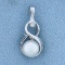 Akoya Pearl And Diamond Drop Pendant In 14k White Gold