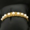 Vintage Akoya Pearl Bangle Bracelet In 18k Yellow Gold