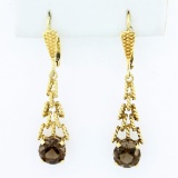 3ct Tw Smoky Topaz Dangle Earrings In 14k Yellow Gold