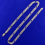 Heavy Italian-made 20 1/2 Inch Figaro Figarucci Neck Chain In 14k Yellow Gold