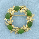 Natural Jade Pin In 14k Yellow Gold