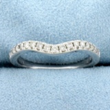 Curved Diamond Wedding Band Ring In 14k White Gold