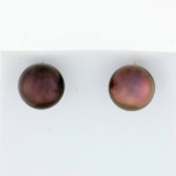 10mm Tahitian Pearl Stud Earrings In 14k Yellow Gold