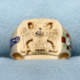 32nd Degree Scottish Rite Masonic Ring In 10k Yellow Gold
