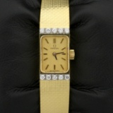 Vintage 18k Solid Gold Diamond Omega Windup Wristwatch