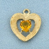 Citrine Heart Pendant In 14k Yellow Gold