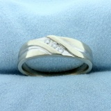 Men's Three-stone Diamond Wedding Band In 10k White Gold