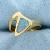 Natural Black Opal Ring In 14k Yellow Gold