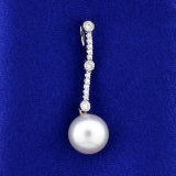 Akoya Pearl And Diamond Pendant In 18k White Gold