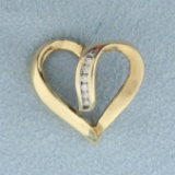 Diamond Heart Pendant Or Slide In 10k Yellow Gold