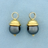 Hematite Hoop Earring Enhancers Or Charms In 18k Yellow And White Gold